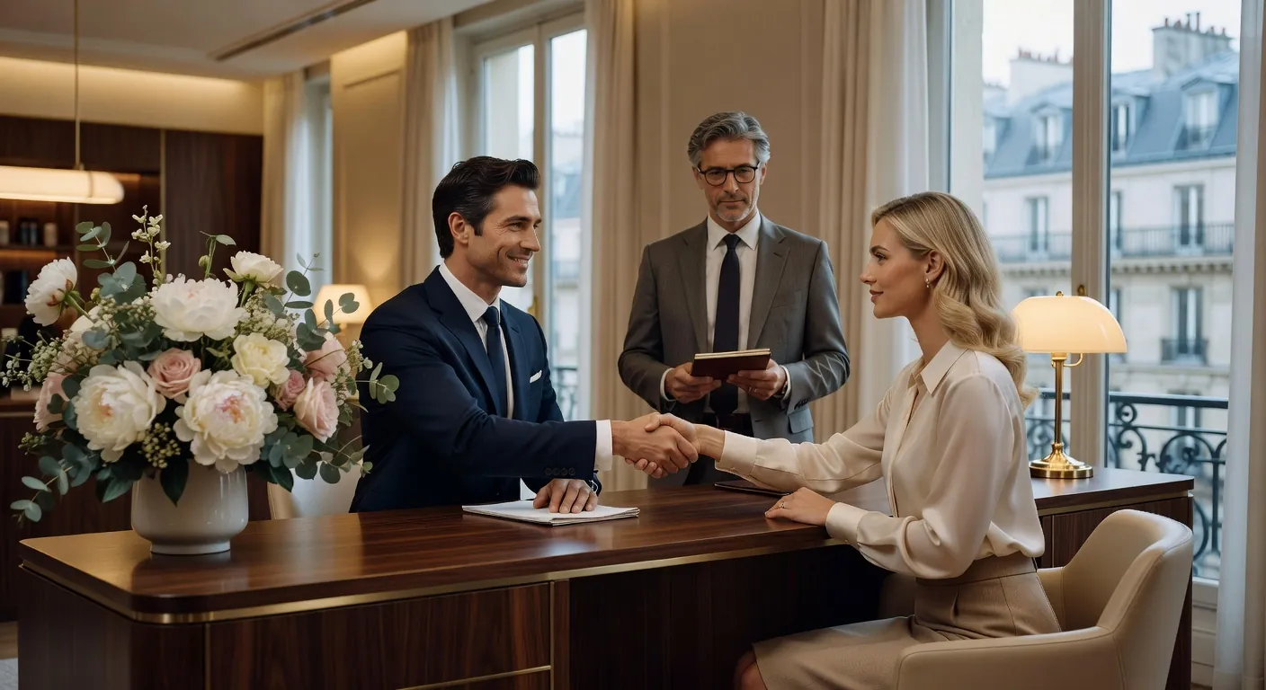 Agence matrimoniale franco-russe à Paris avec couple en consultation