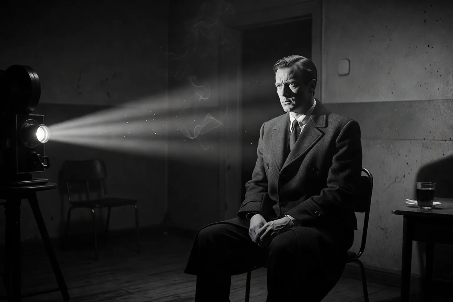 Écran de cinéma projetant une scène d'un film russe avec sous-titres français, salle obscure