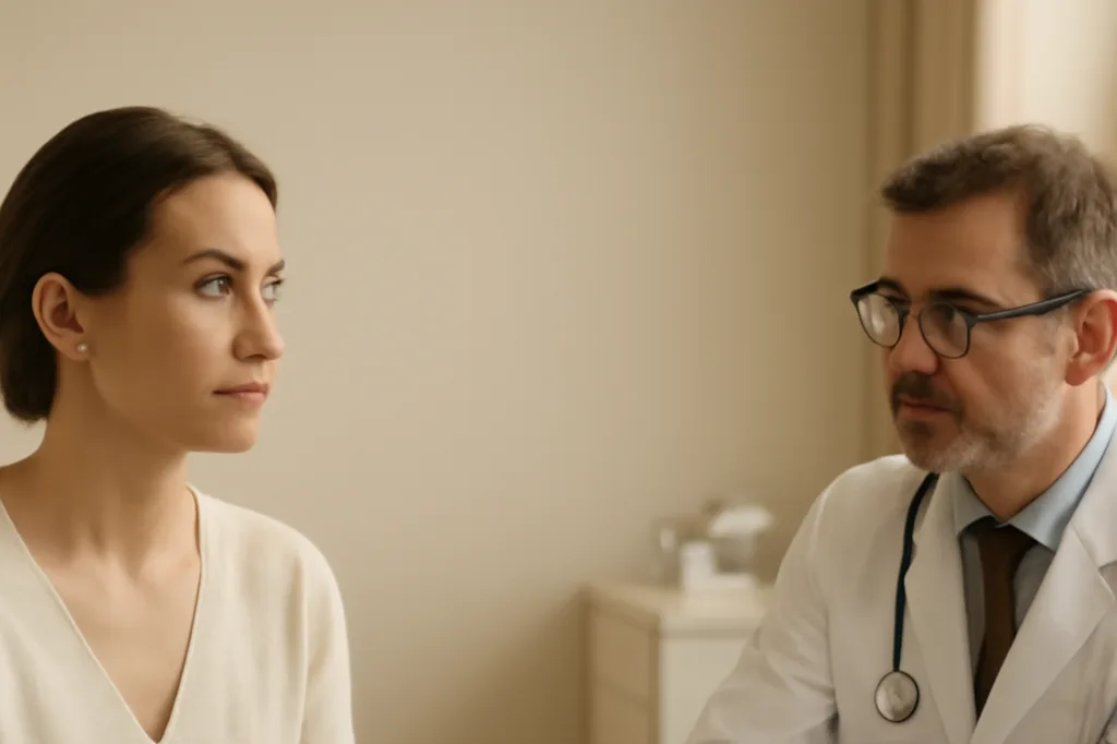 Femme russe en consultation avec un médecin en France