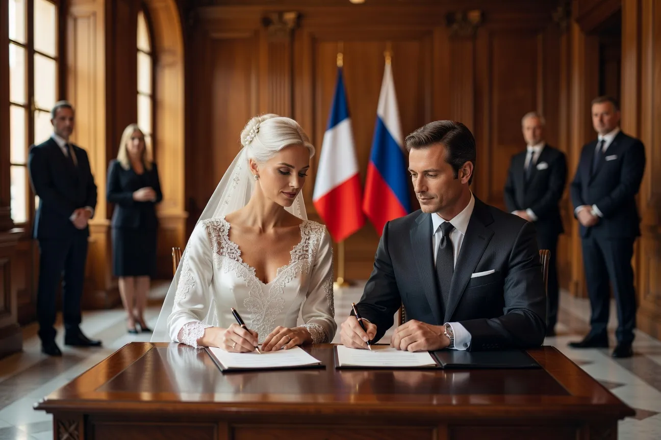 Cérémonie de mariage franco-russe au consulat de Russie à Paris